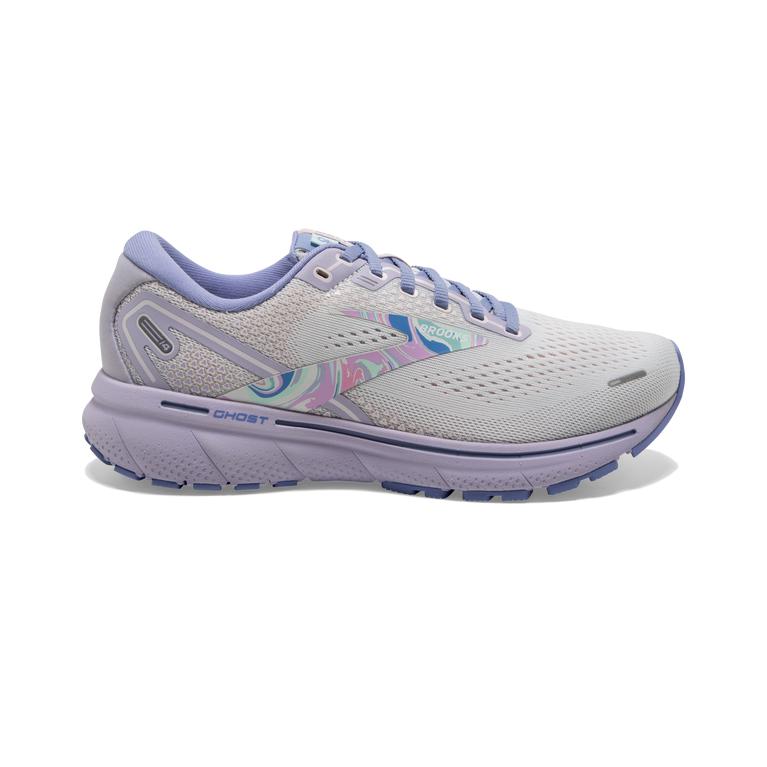 Brooks Ghost 14 Cushioned Women's Road Running Shoes - White/Purple/Barely Pink (95208-TEPZ)